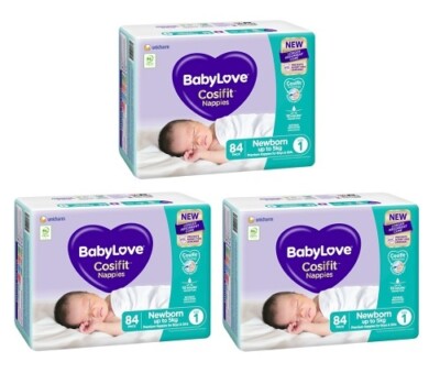 x BabyLove Cosifit Jumbo Nappies Newborn Size 84 Nappies