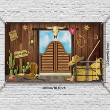 Western Scene Backdrop 70x45" Fabric Banner Party Wall Decoration Photo Prop VBS