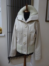 Flashback Bomber Off White Cream Wool Jacket Ladies Size L Uk12/14