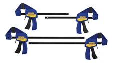 IRWIN QUICK-GRIP Bar Clamp, One-Handed, Mini, 6-Inch 2, 12-Inch 2, 4-Pack Blue,