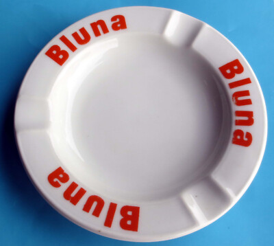 Bluna Aschenbecher Ascher 14,8cm rund Porzellan Werbung Rastal Werk orange Bluna