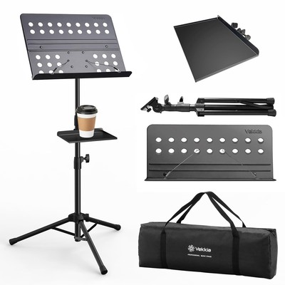 Sheet Music Stand Professional Portable Music Stand with Clamp-on Tray & Carr...