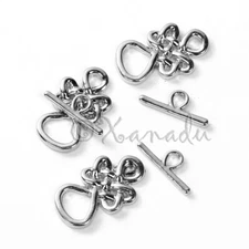 Celtic Knot Toggle Clasp Silver Plated Jewelry Findings F89188 - 1, 2 Or 5 Sets
