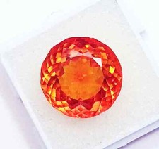 18.80 Ct Natural Orange Sapphire Round Cut Certified Loose Gemstone  Free Gift