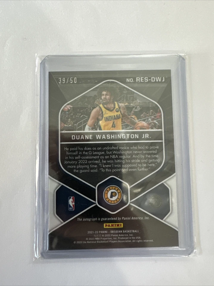 2021-22 Panini Obsidian Duane Washington Jr RC Orange Auto #D /50  - Image 2 of 3