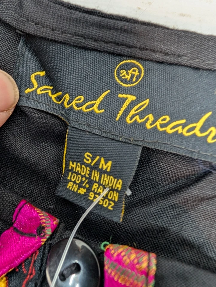 Sacred Threads Long Sleeve Maxi Dress Size S/M Floral Patchwork Witchy Goth NWT - Image 2 of 4