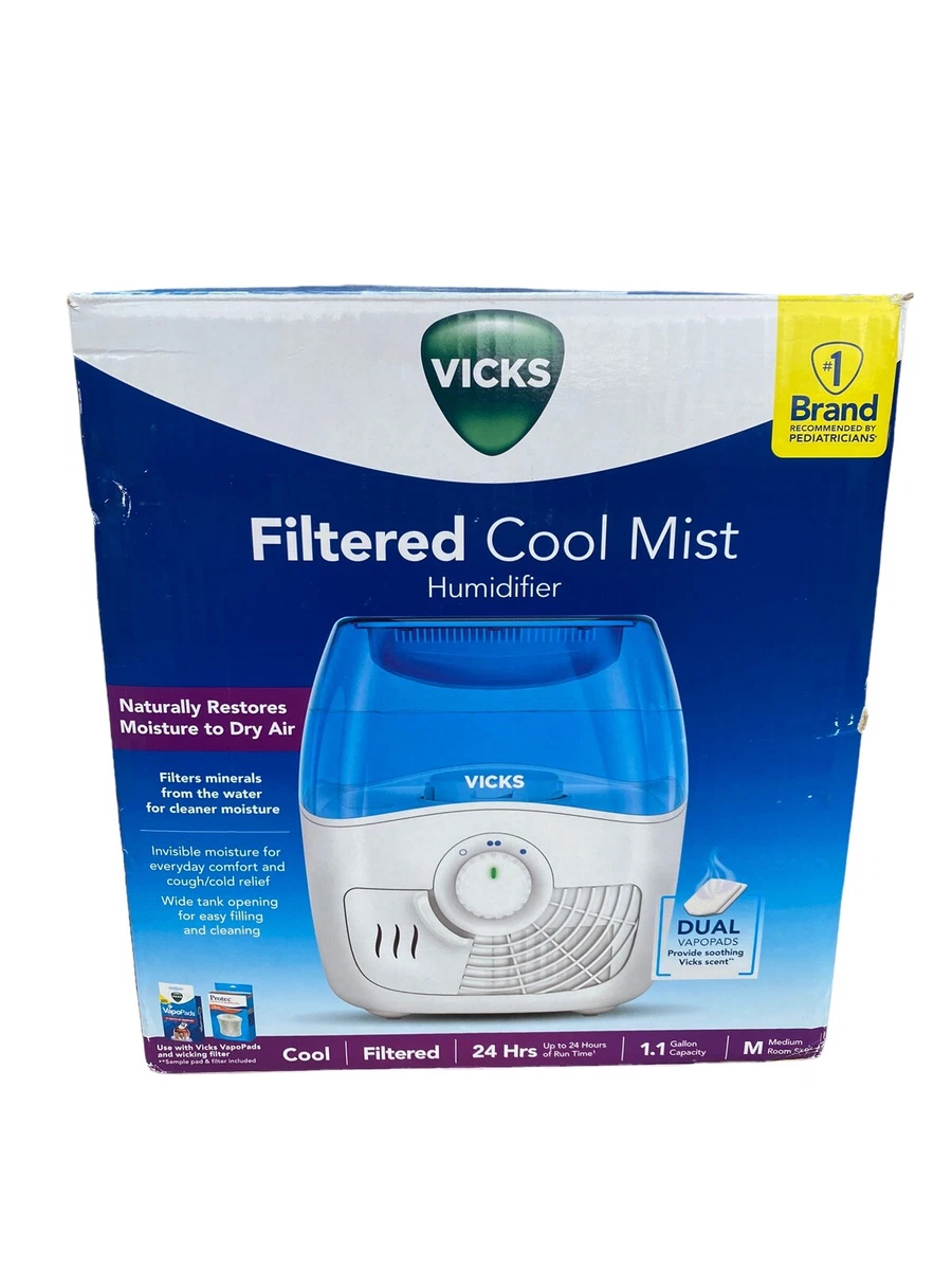 Vicks - 1.1 Gal. Cool Mist Humidifier - White Filtered Cool Mist