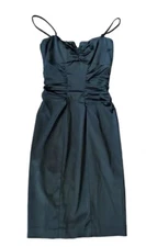 Cache Black Satin Cocktail Dress Women S 4 Sheath Pencil Wiggle Corset Y2k