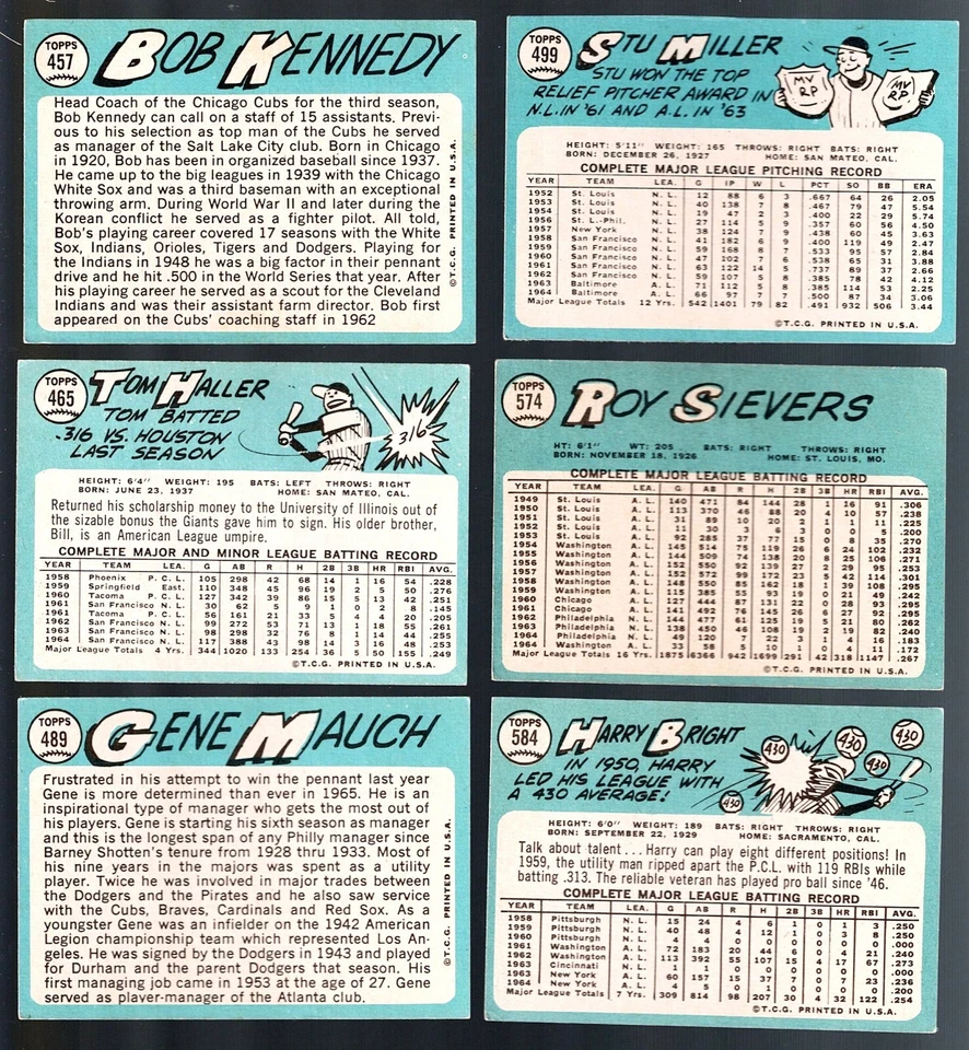 VGEX-EXMT $ Lot -1965 Topps 457 465 489 499 574 584 569 592 511 514 516 518 534+ - Image 3 of 4