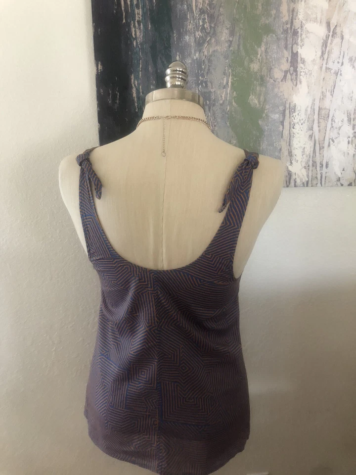 VOLCOM Blue/Mustard Yellow Tank Top Shirt Womens SIZE SMALL - Image 2 of 4