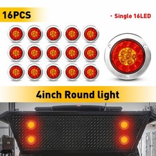 4inch Round Red 16-LED White Truck Trailer Brake Stop Turn Signal Tail Lights