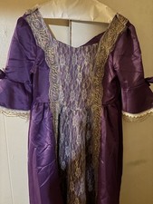 Renaissance Purple/Beige Dress Lace Overlay, Lace-Up Corset Back Lacing