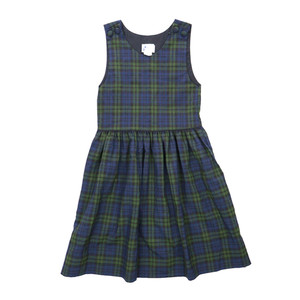 Vintage Girls Dress School Uniform Black Watch Plaid Green Blue USA Sz 7