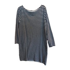 Gap Dress Sz L Black White Striped Nautical Coastal Minimalist Preppy