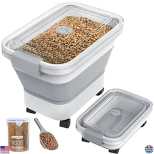 Collapsible Dog Food Storage Container 20-23 Lbs with Airtight Lid & Scoop/Bowl