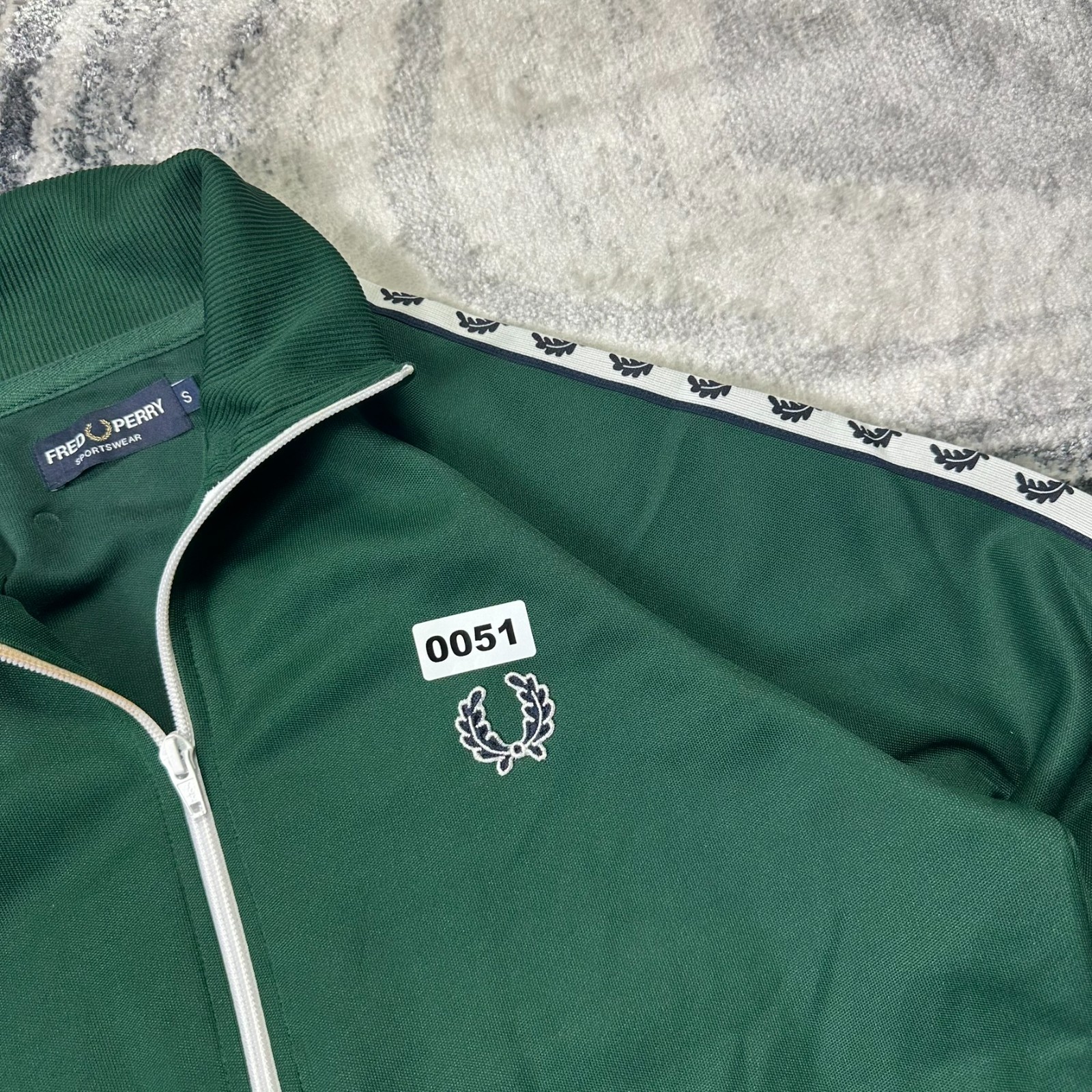 Vintage Fred Perry Full Zip Small Green Funnel Neck Tracksuit Top Track Jacket image 2