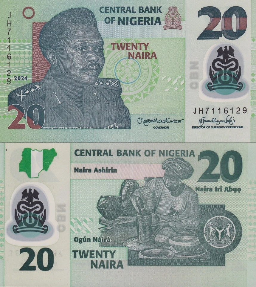Nigeria 20 Naira 2024 P 34 Polymer UNC Mix No. 1 Bundle 100 pcs - Image 2 of 2
