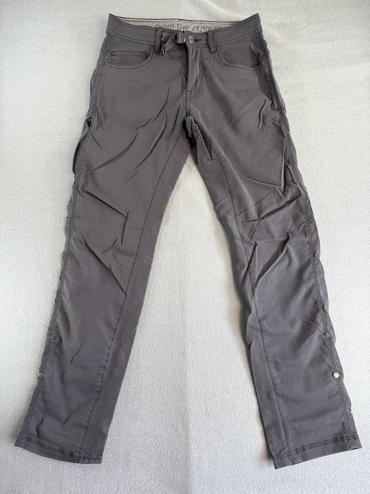 PrAna Zion Pants Mens 30x31 Gray Regular Fit Adjustable Waist Hiking Travel