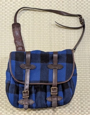 RARE Filson Medium Wool Field Bag Blue Buffalo Check Made in USA