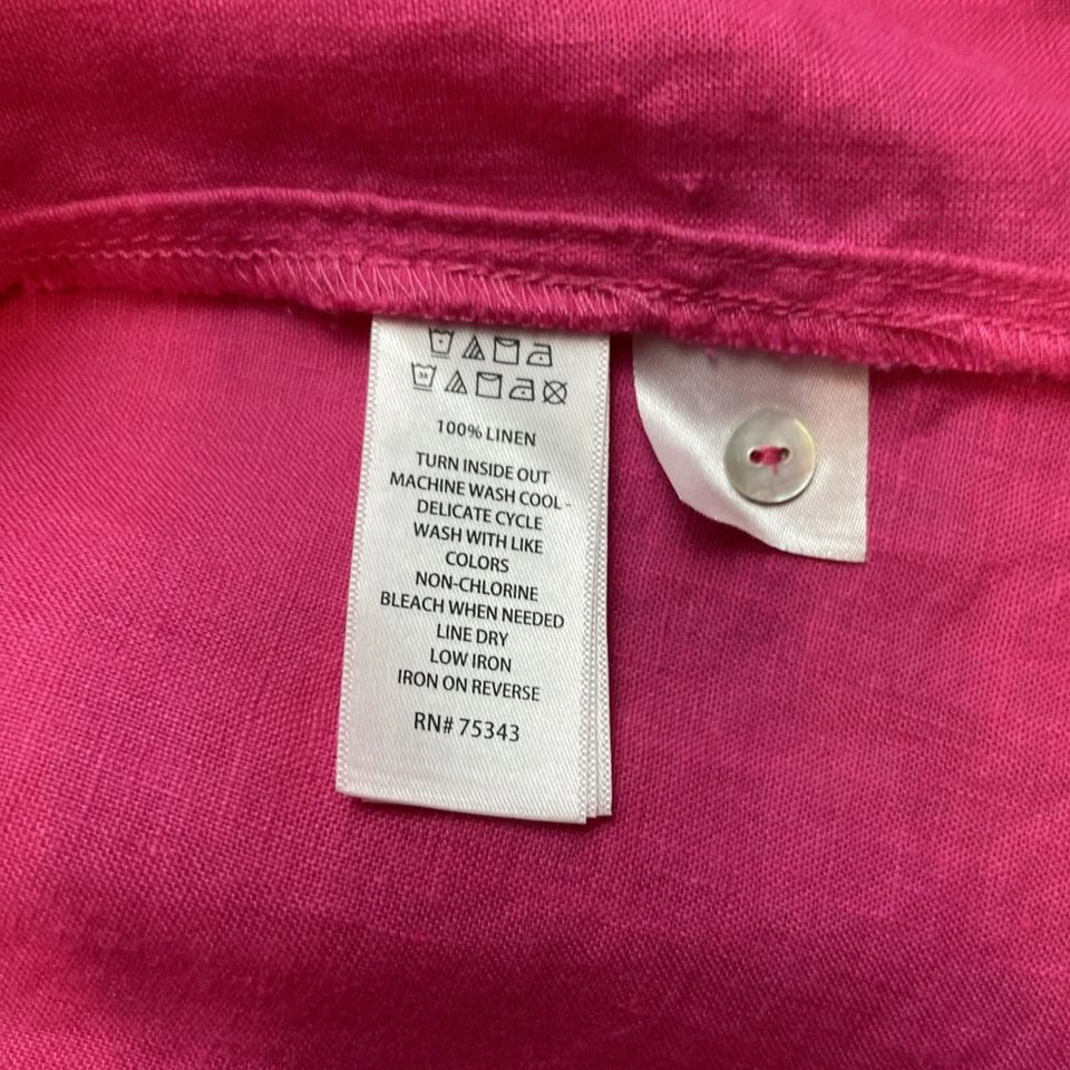 Sigrid Olsen 100% Linen Dress Womens M Hot Pink Halter Neck Sleeveless Beachy - Image 4 of 4