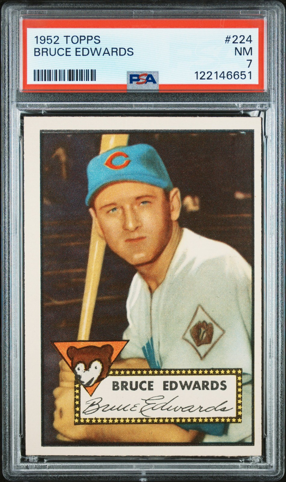 1952 Topps #224 Bruce Edwards PSA 7 Near Mint!!