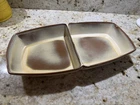 Frankoma Brown 5QD, Serving Dish, Rectangular divided, 13.5" x 7.5" x 2"