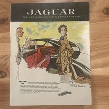 1957 Jaguar Mark VIII Car Elegant Woman Carl Erickson Art Vintage Print Ad