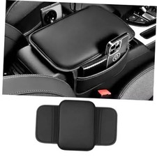 Car Center Console Cover, Leather Comfort Armrest Cover with 2 Storage black