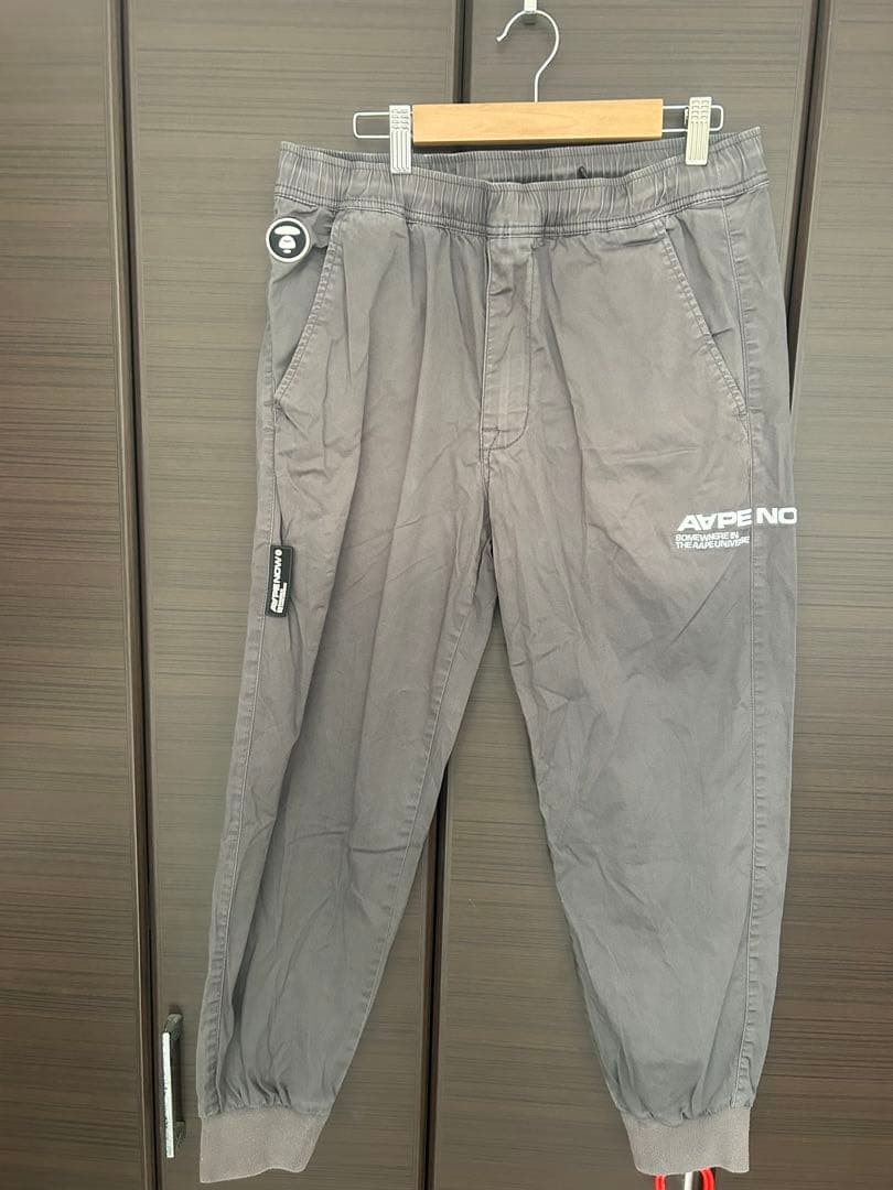Aape A BATHING APE Cotton Jogger Pants Gray Elastic Waistband M BA0226175