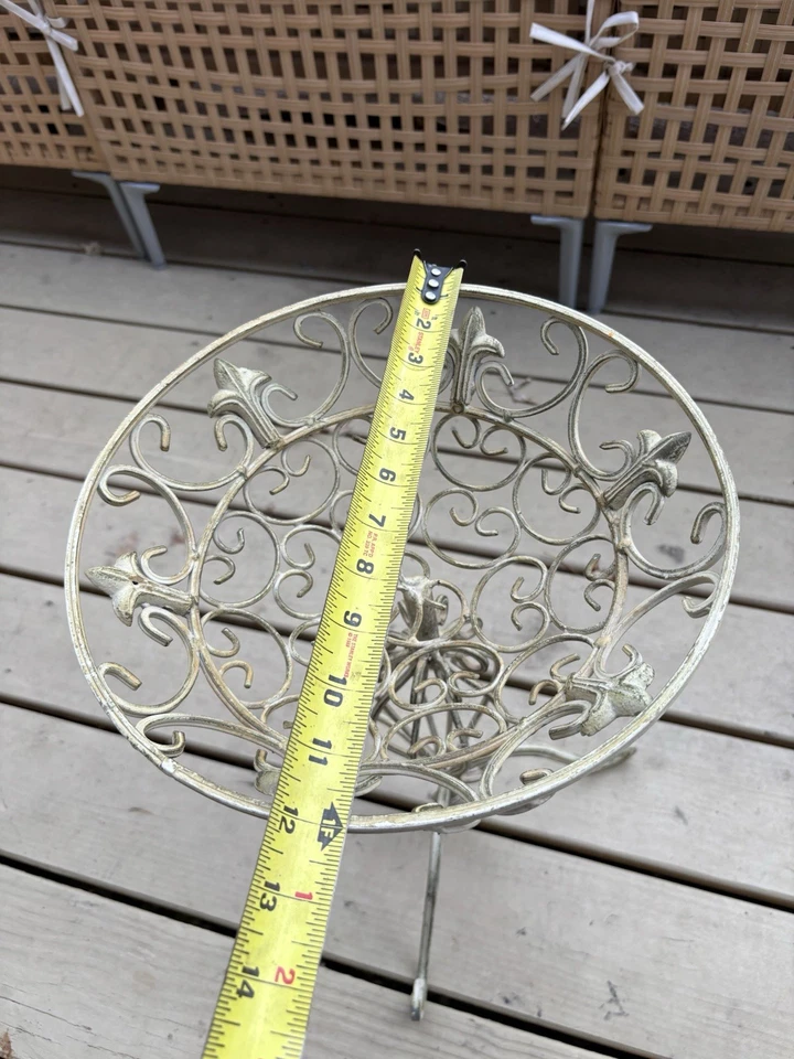Rustic Ornate Metal 20” Iron Planter Plant Stand Vintage Antique Style GardenArt - Image 2 of 4