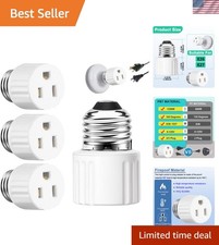 3 Packs Light Socket Plug Adapter,3 Prong Light Socket to Plug Adapter,E26 Li...