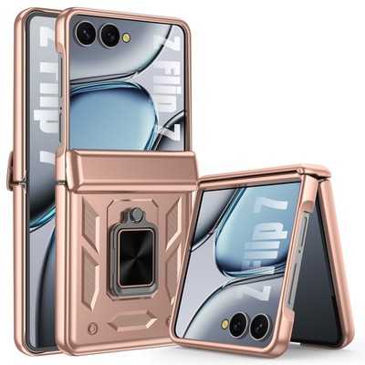 For Samsung Galaxy Z Flip 7 Ultra Sharp Armor Protective Case W/ Sliding Window