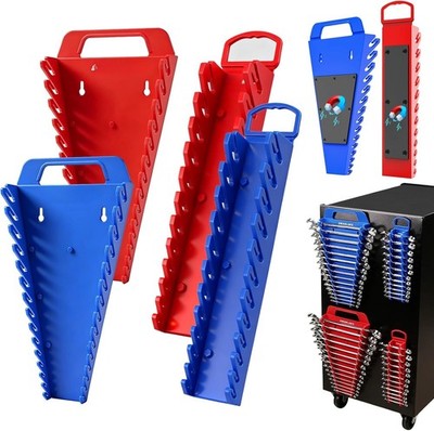  4-Pack Magnetic Wrench Organizer Toolbox Holder, 2PCS 15-Slot and 2PCS 