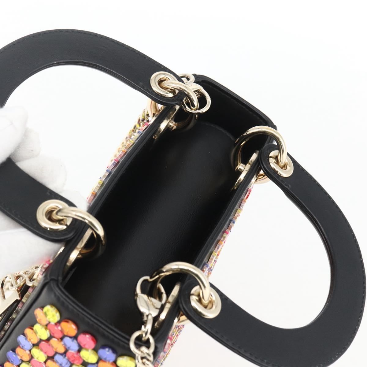 Christian Dior Chain Lady Dior Bag Leather 2way Multicolor Gold Auth 169657SM image 6