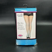 Fishnet Seamless Pantyhose Plus Size Neon Blue Halloween Costume Festival Rave