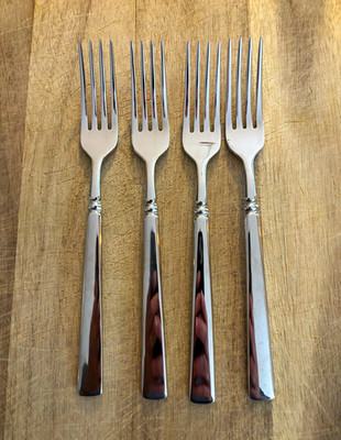Oneida Easton Stainless Steel Dinner Forks Set of 4 Silver 8.5in USA - NEW Solid