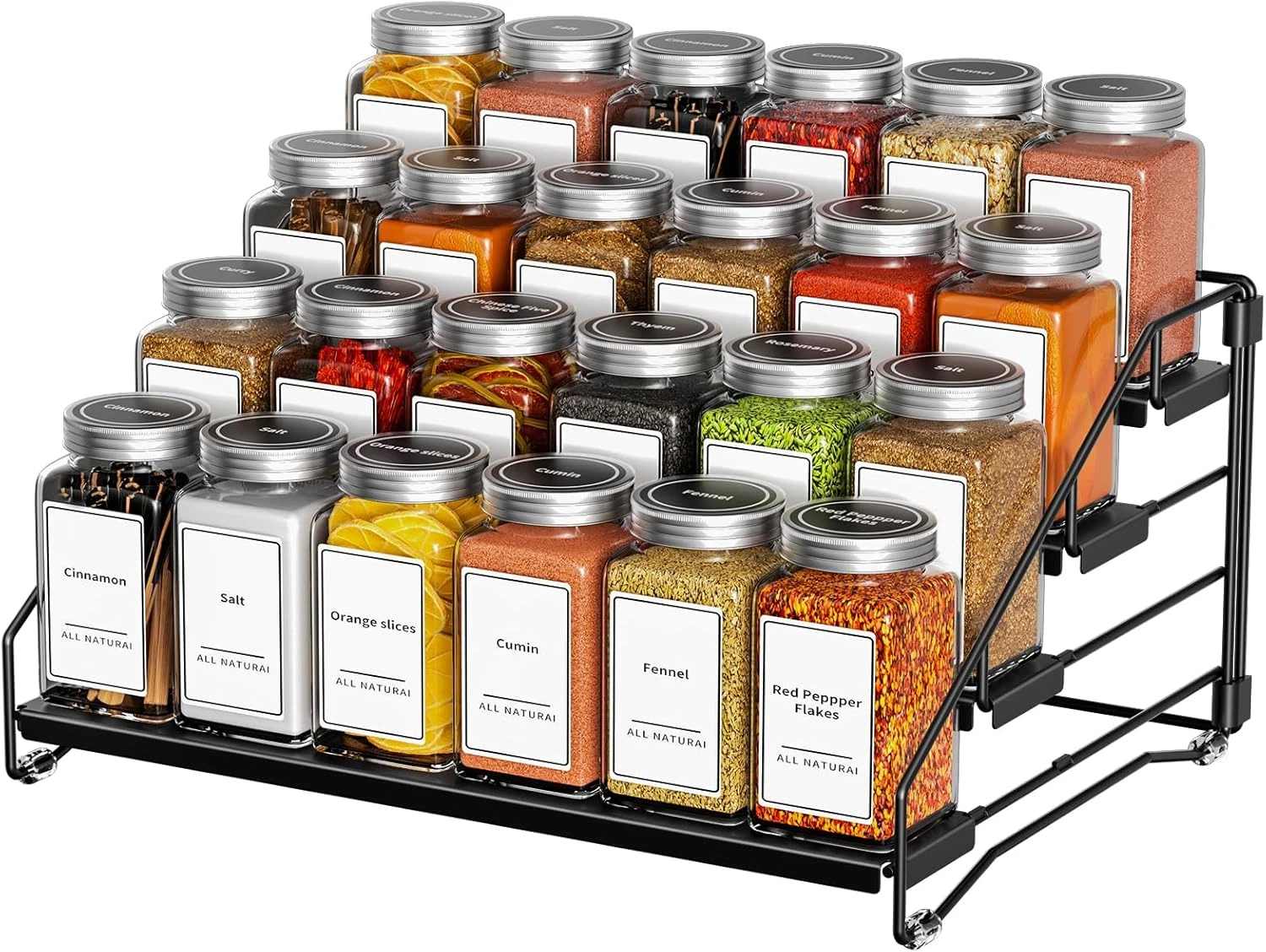 4-Tier Adjustable Spice Rack Organizer Cabinet Countertop Metal Blac