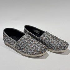 TOMS Silver Glitter Animal Print Slip-on Flats Casual Shoes W5.5 Model 10014953