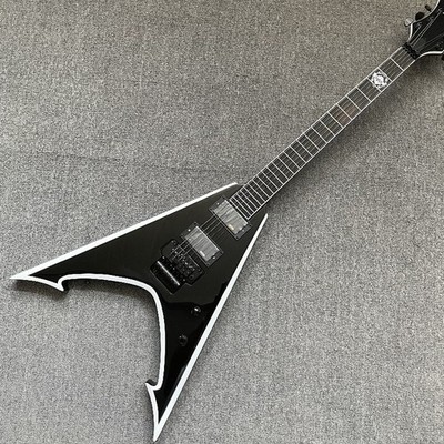 Flying V Electric Guitar Arrow Black U Gray Binding Tremolo Bridge Fast Delivery