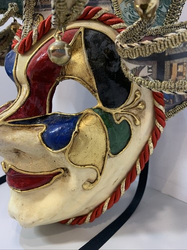 BALO COLOC Italian Handmade Papier-Mâché Musical Jester Venetian Full Face Mask - Picture 7 of 24