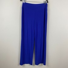 Joseph Ribkoff Wide Leg Pull On Pants Size 12 Blue Jersey Stretch