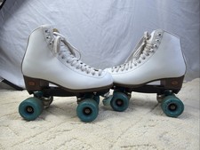 Riedell 111 White Quad Roller Skates Size 8 Sure Grip Aerobic Wheels