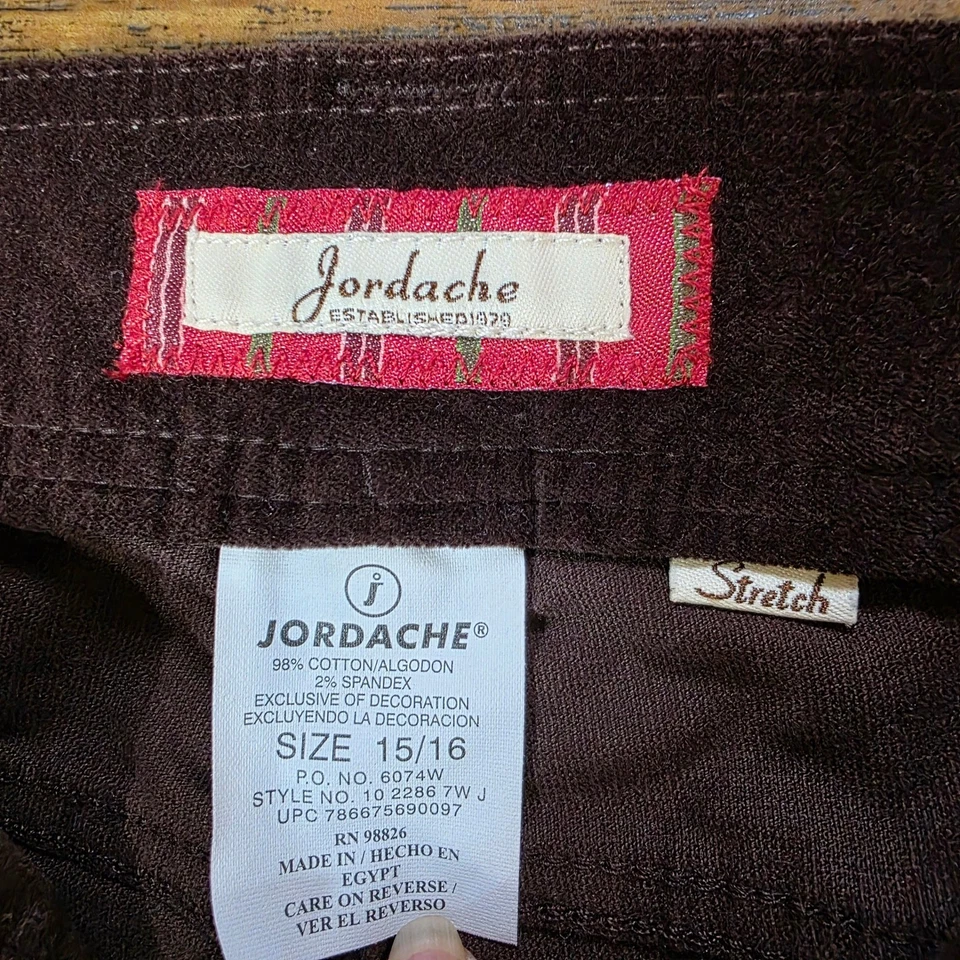 Jordache Womens Brown Velvet Low Rise Flare Leg Jeans Y2K Size 15/16 NWT - Image 3 of 4