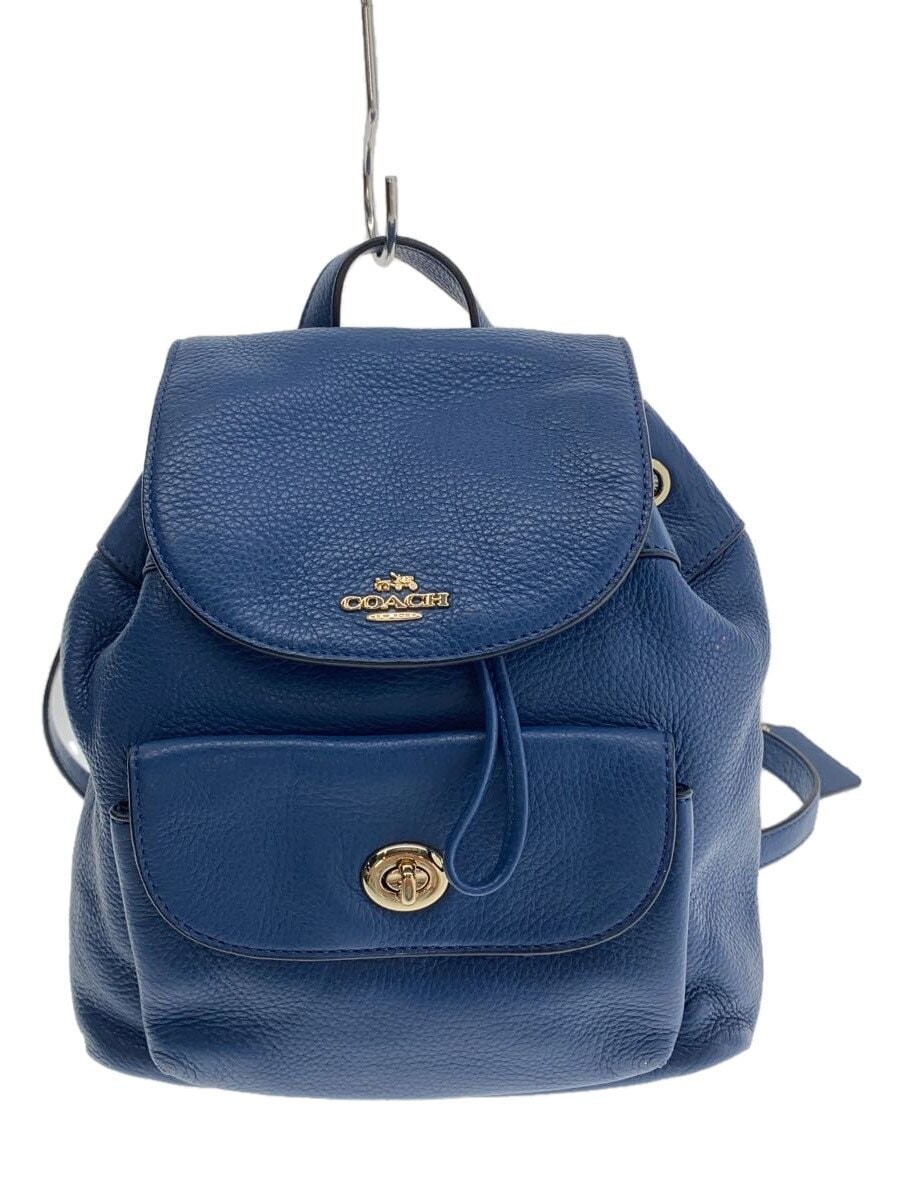 COACH Backpack Leather BLU Plain F37621