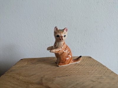 Sml Vintage Lego Bone China orange braune Katze Figur sitzend hintere Beine Retro