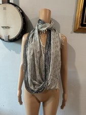 Anna  Ava Silver sequin infinity scarf with fringe,