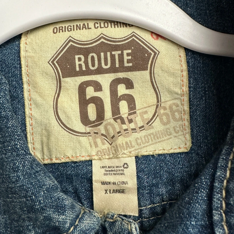 Chaleco vaquero Route 66 para mujer talla XL desgastado Y2K Western Grunge ropa de calle Foto 3 de 4