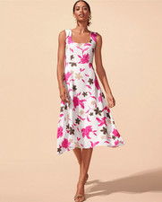 NEW ANN TAYLOR 169 FLORAL SQUARE NECK SLEEVELESS FLARE DRESS SZ 4