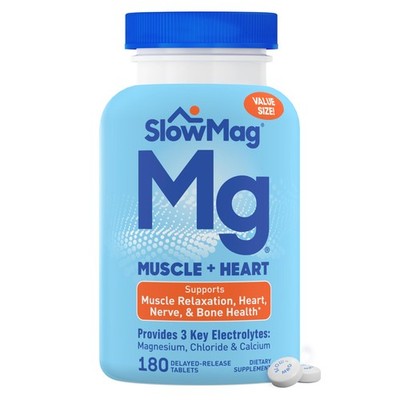 SlowMag Muscle & Heart Magnesium Chloride 180 Count (Pack of 1), White