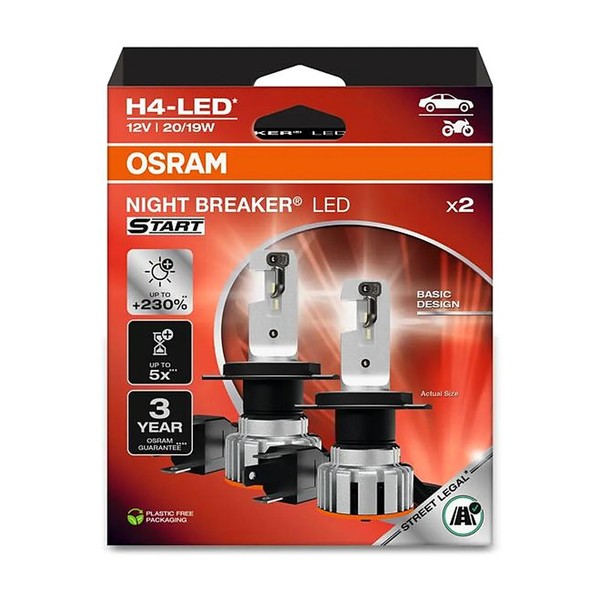 2X H4 LED Autolampe Night Breaker LED Start +230% Stvzo-Konforme LED Osram-image